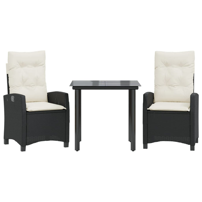 Set mobilier de grădină cu perne, 3 piese, negru, poliratan - WALTI WALTI