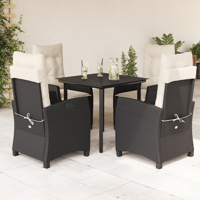 Set mobilier de grădină cu perne, 5 piese, negru, poliratan - WALTI WALTI