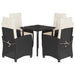 Set mobilier de grădină cu perne, 5 piese, negru, poliratan - WALTI WALTI