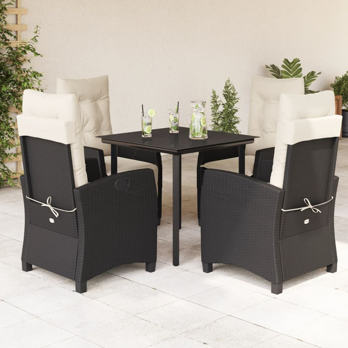 Set mobilier de grădină cu perne, 5 piese, negru, poliratan - WALTI WALTI