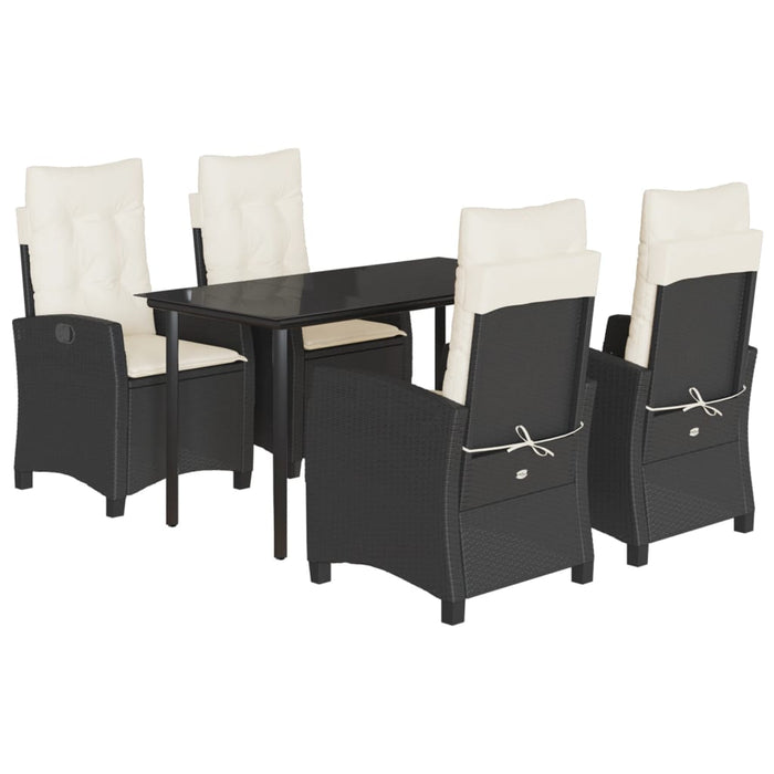 Set mobilier de grădină cu perne, 5 piese, negru, poliratan - WALTI WALTI