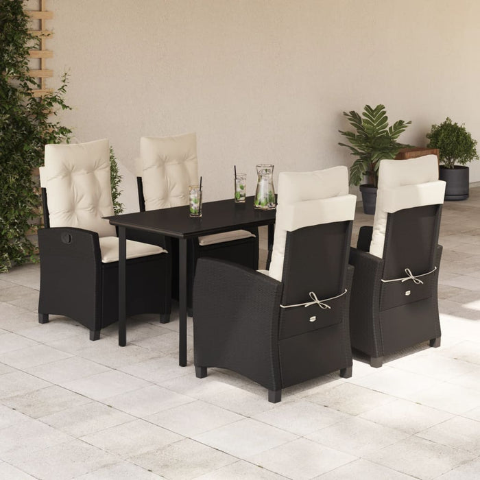 Set mobilier de grădină cu perne, 5 piese, negru, poliratan - WALTI WALTI