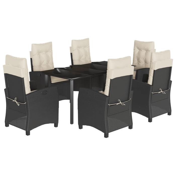 Set mobilier de grădină cu perne, 7 piese, negru, poliratan - WALTI WALTI