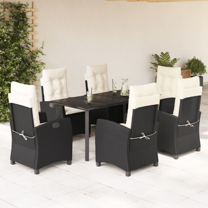 Set mobilier de grădină cu perne, 7 piese, negru, poliratan - WALTI WALTI