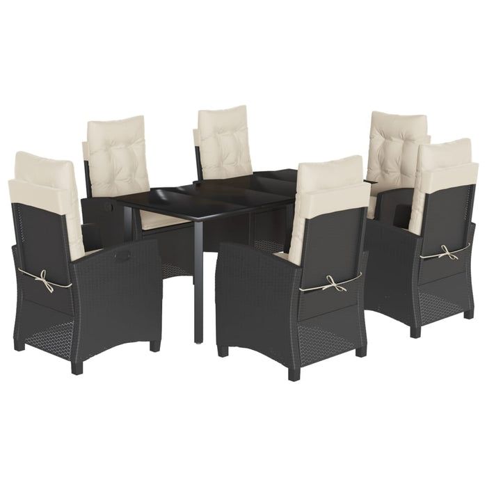 Set mobilier de grădină cu perne, 7 piese, negru, poliratan - WALTI WALTI
