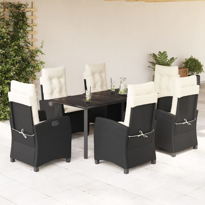 Set mobilier de grădină cu perne, 7 piese, negru, poliratan - WALTI WALTI
