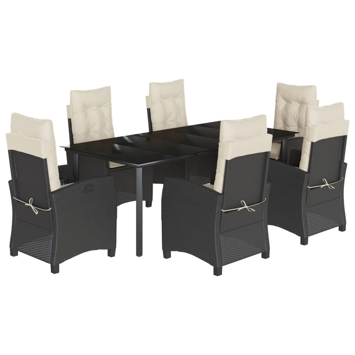 Set mobilier de grădină cu perne, 7 piese, negru, poliratan - WALTI WALTI