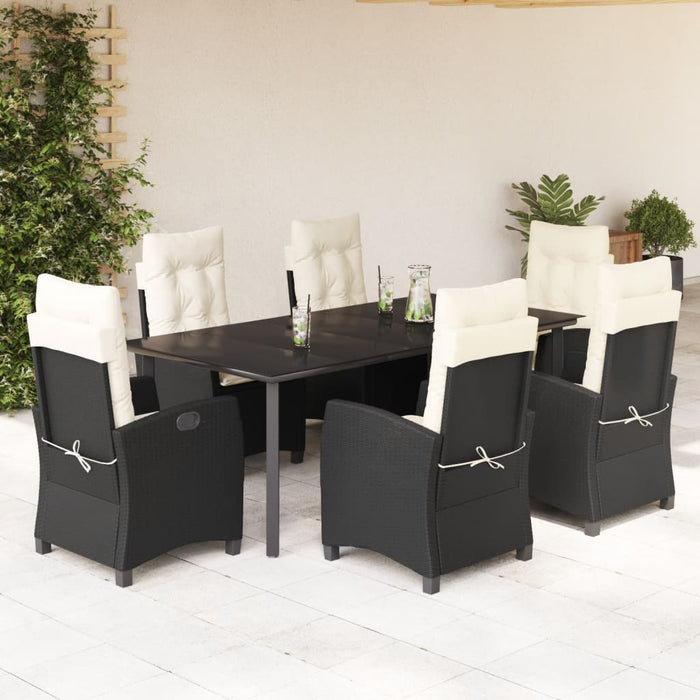 Set mobilier de grădină cu perne, 7 piese, negru, poliratan - WALTI WALTI