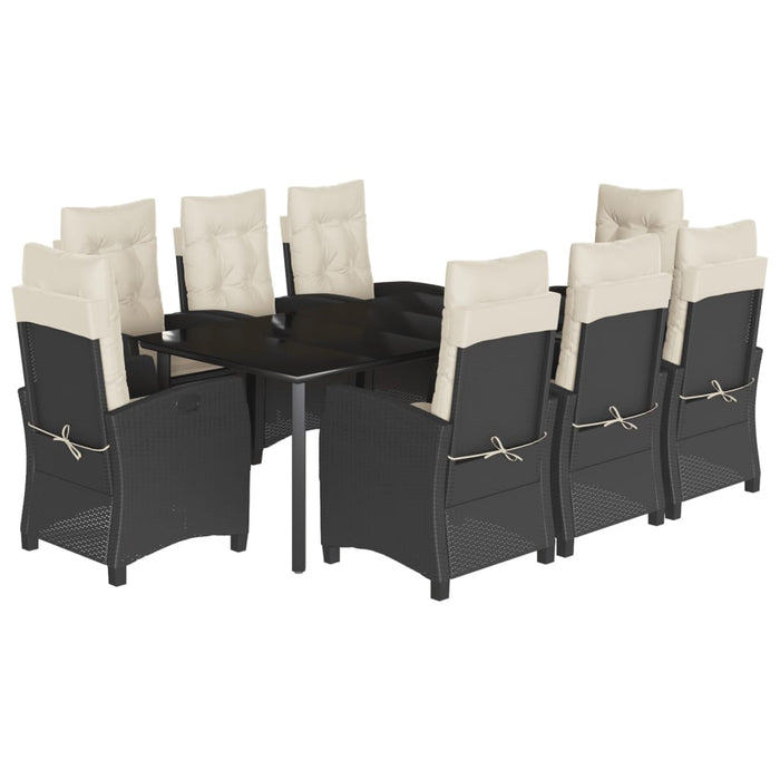 Set mobilier de grădină cu perne, 9 piese, negru, poliratan - WALTI WALTI