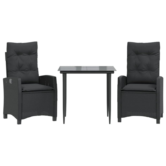 Set mobilier de grădină cu perne, 3 piese, negru, poliratan - WALTI WALTI