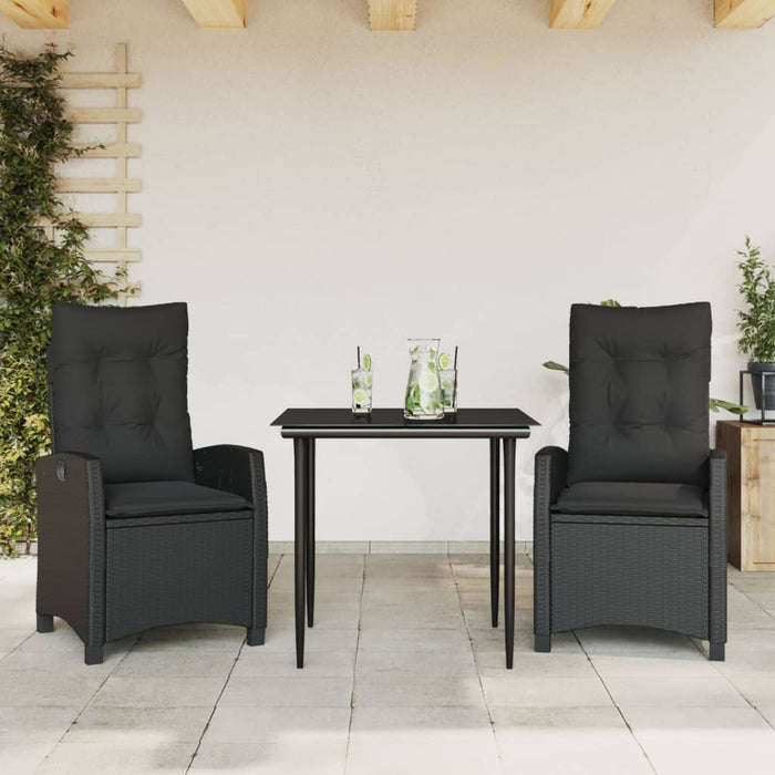 Set mobilier de grădină cu perne, 3 piese, negru, poliratan - WALTI WALTI