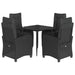 Set mobilier de grădină cu perne, 5 piese, negru, poliratan - WALTI WALTI