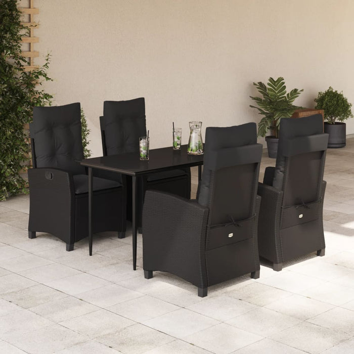 Set mobilier de grădină cu perne, 5 piese, negru, poliratan - WALTI WALTI