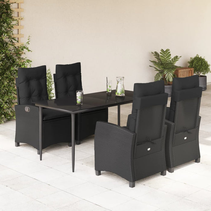 Set mobilier de grădină cu perne, 5 piese, negru, poliratan - WALTI WALTI