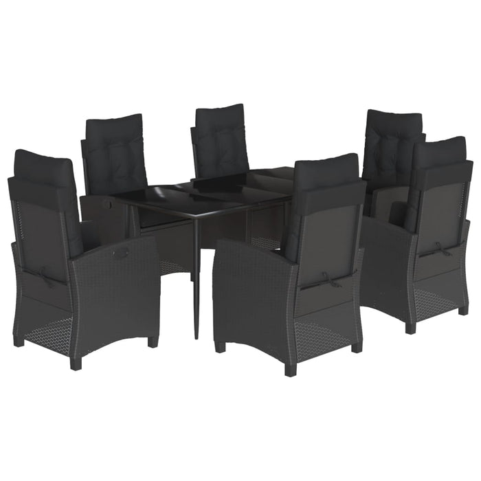 Set mobilier de grădină cu perne, 7 piese, negru, poliratan - WALTI WALTI