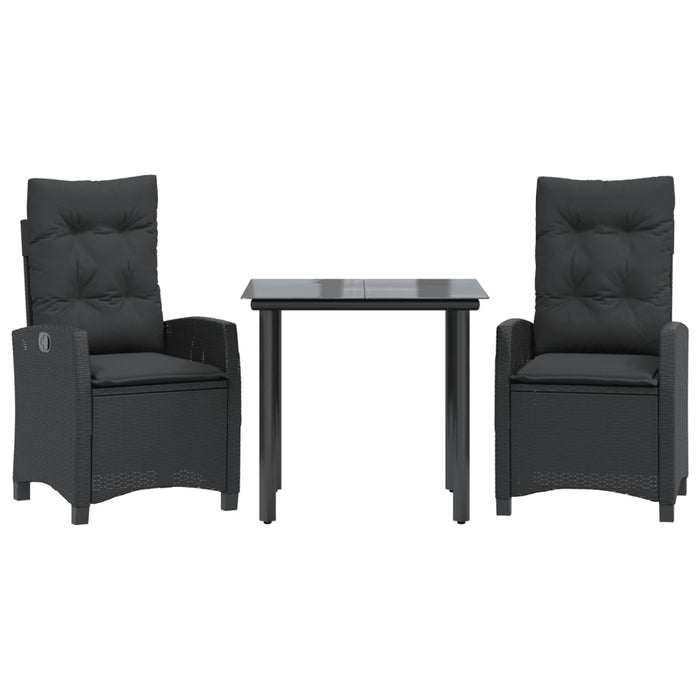 Set mobilier de grădină cu perne, 3 piese, negru, poliratan - WALTI WALTI