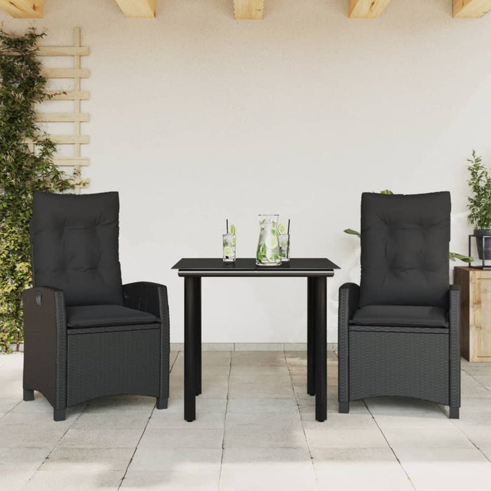 Set mobilier de grădină cu perne, 3 piese, negru, poliratan - WALTI WALTI