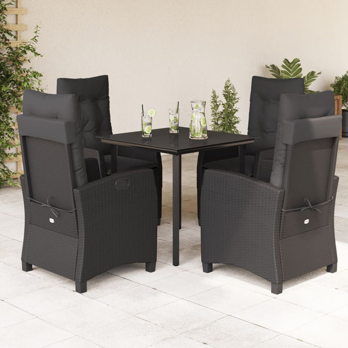 Set mobilier de grădină cu perne, 5 piese, negru, poliratan - WALTI WALTI