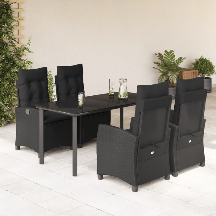 Set mobilier de grădină cu perne, 5 piese, negru, poliratan - WALTI WALTI