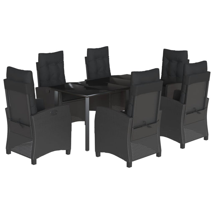 Set mobilier de grădină cu perne, 7 piese, negru, poliratan - WALTI WALTI