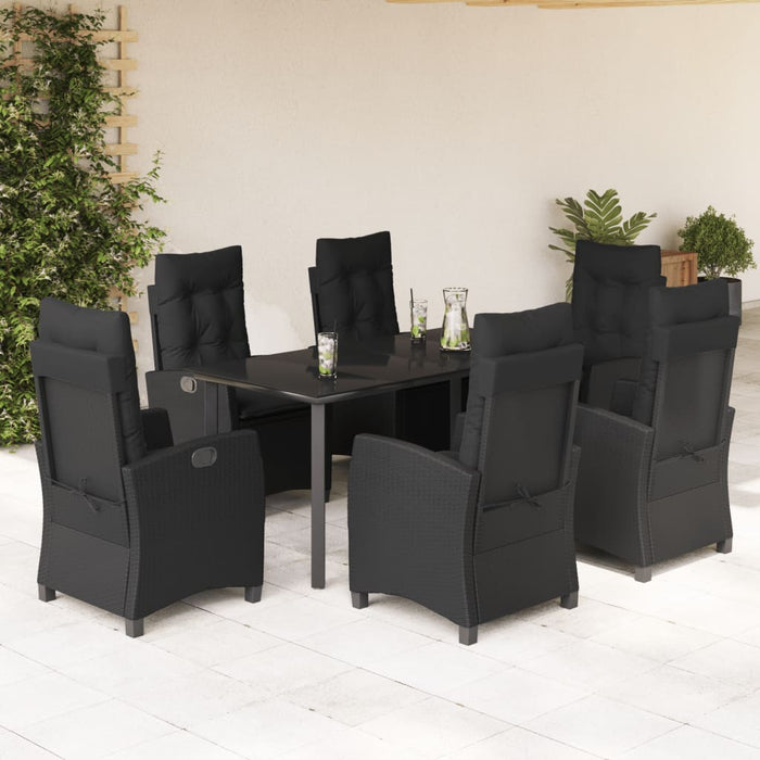 Set mobilier de grădină cu perne, 7 piese, negru, poliratan - WALTI WALTI