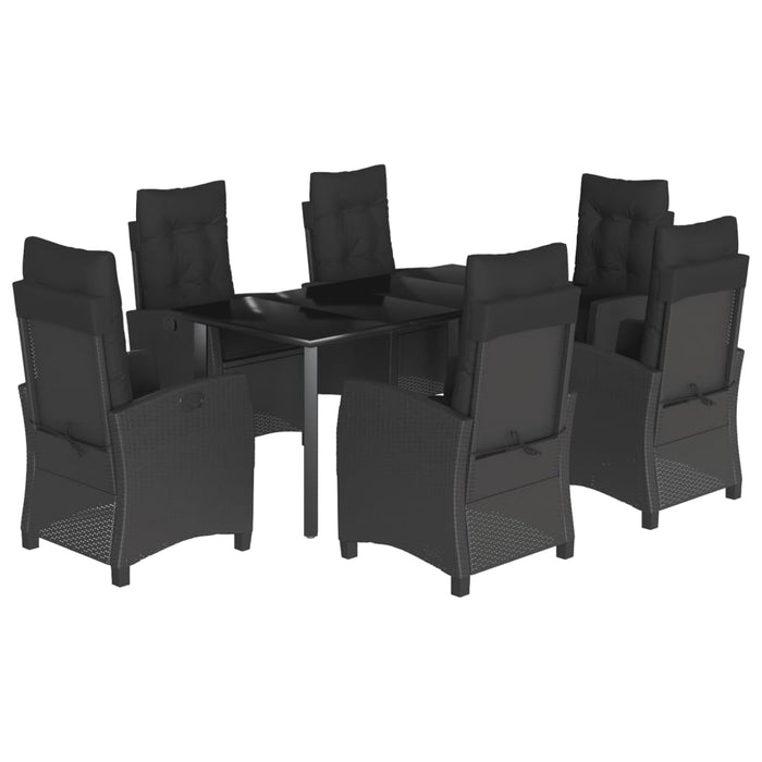 Set mobilier de grădină cu perne, 7 piese, negru, poliratan - WALTI WALTI