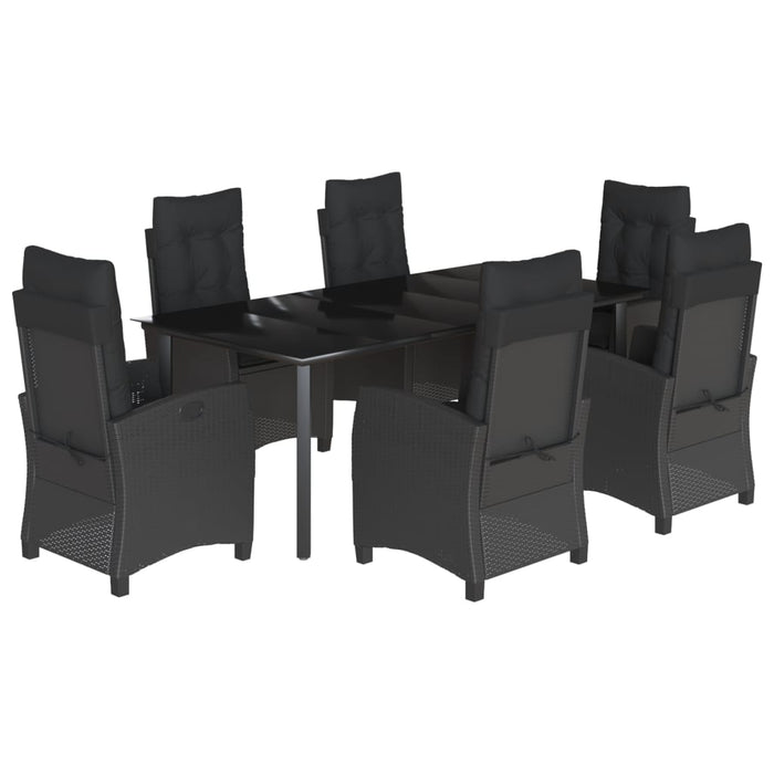 Set mobilier de grădină cu perne, 7 piese, negru, poliratan - WALTI WALTI