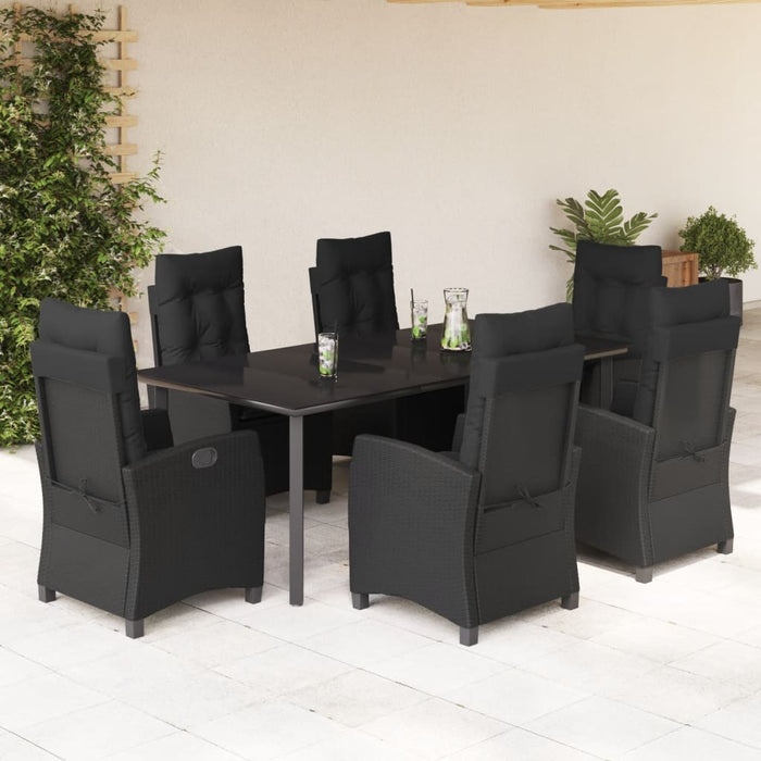 Set mobilier de grădină cu perne, 7 piese, negru, poliratan - WALTI WALTI