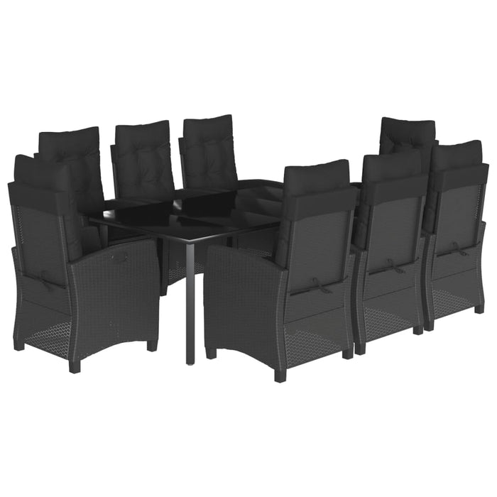 Set mobilier de grădină cu perne, 9 piese, negru, poliratan - WALTI WALTI