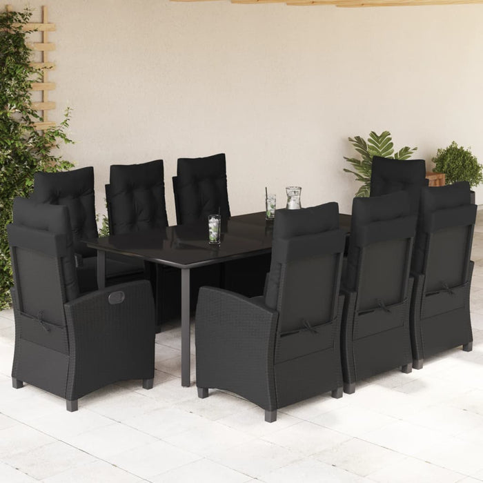 Set mobilier de grădină cu perne, 9 piese, negru, poliratan - WALTI WALTI