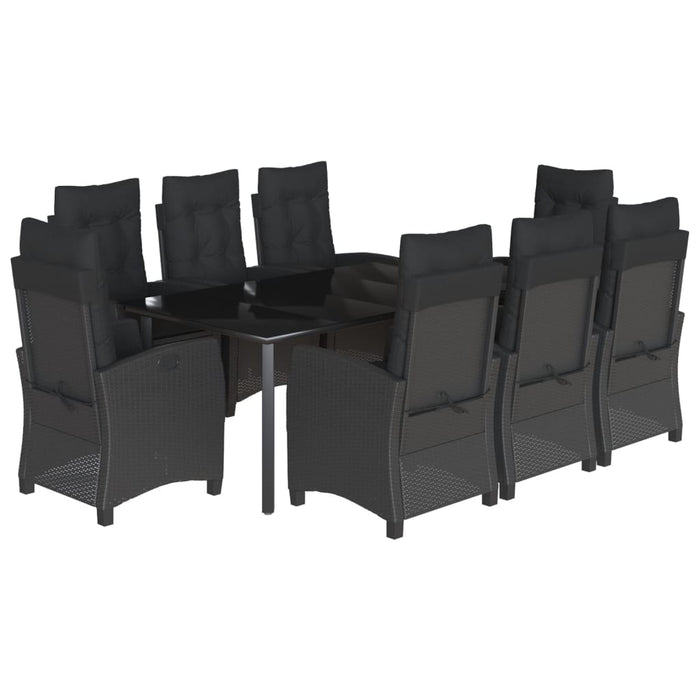 Set mobilier de grădină cu perne, 9 piese, negru, poliratan - WALTI WALTI