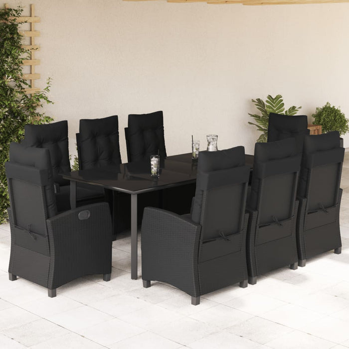 Set mobilier de grădină cu perne, 9 piese, negru, poliratan - WALTI WALTI