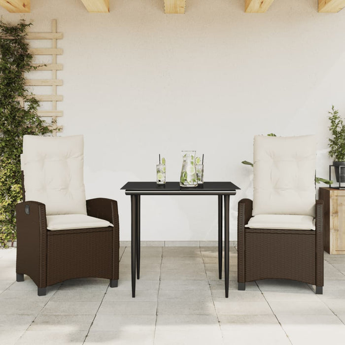 Set mobilier de grădină cu perne, 3 piese, maro, poliratan - WALTI WALTI