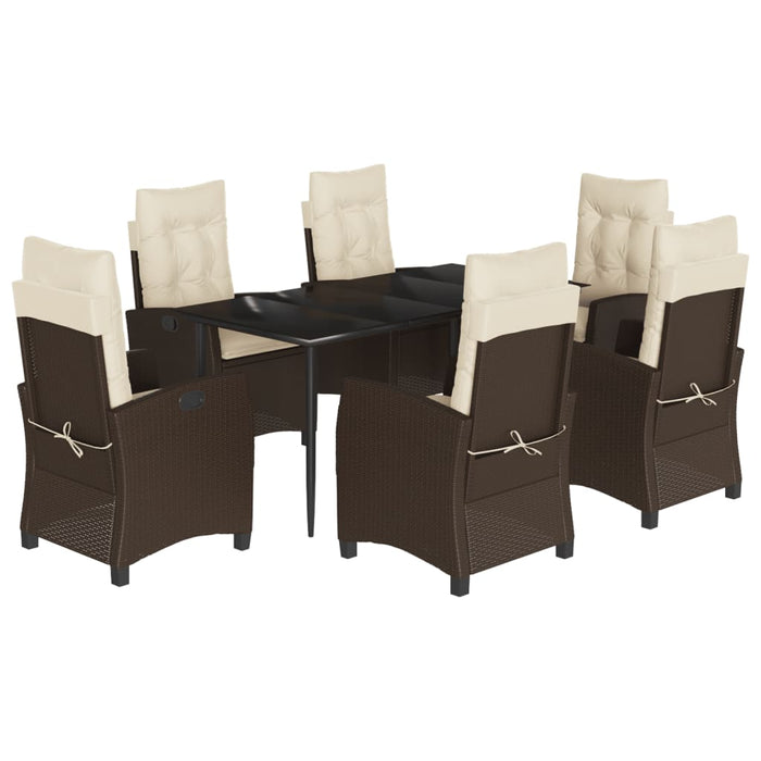 Set mobilier de grădină cu perne, 7 piese, maro, poliratan WALTI