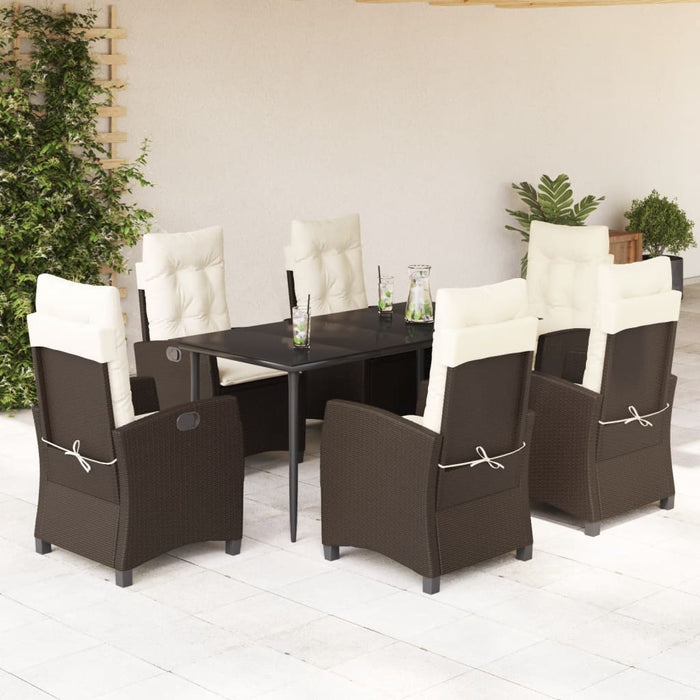 Set mobilier de grădină cu perne, 7 piese, maro, poliratan WALTI