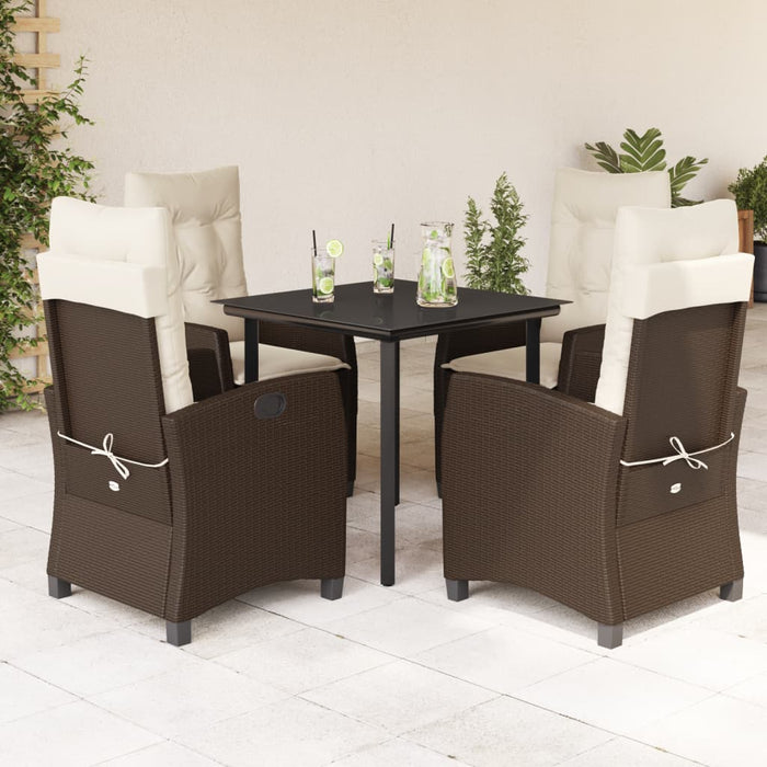 Set mobilier de grădină, 5 piese, cu perne, maro, poliratan - WALTI WALTI