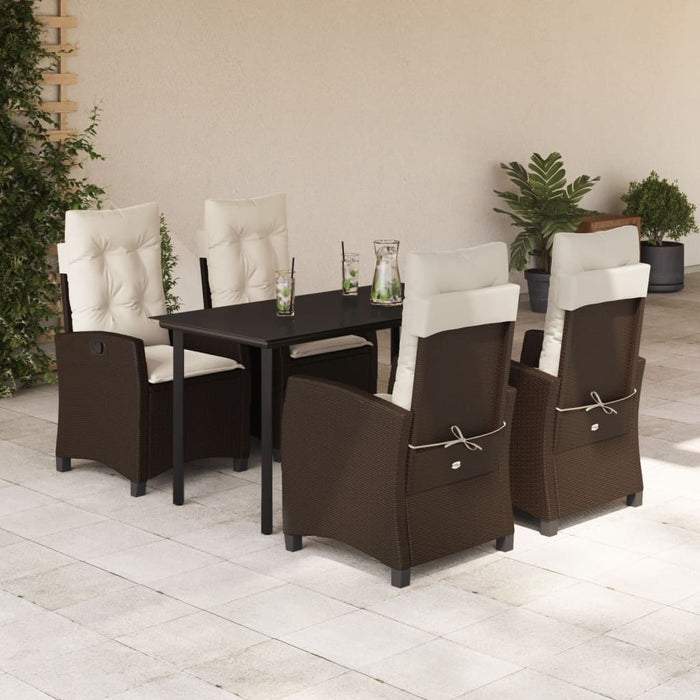 Set mobilier de grădină, 5 piese, cu perne, maro, poliratan - WALTI WALTI