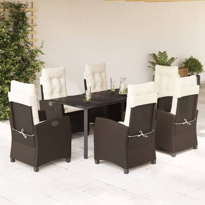 Set mobilier de grădină cu perne, 7 piese, maro, poliratan WALTI
