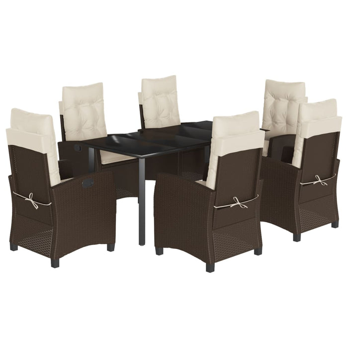 Set mobilier de grădină cu perne, 7 piese, maro, poliratan WALTI