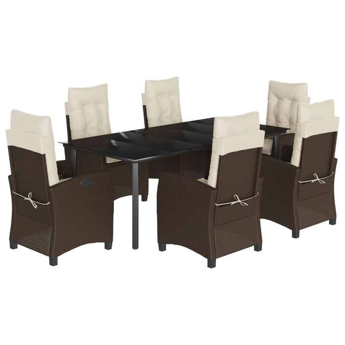 Set mobilier de grădină cu perne, 7 piese, maro, poliratan WALTI