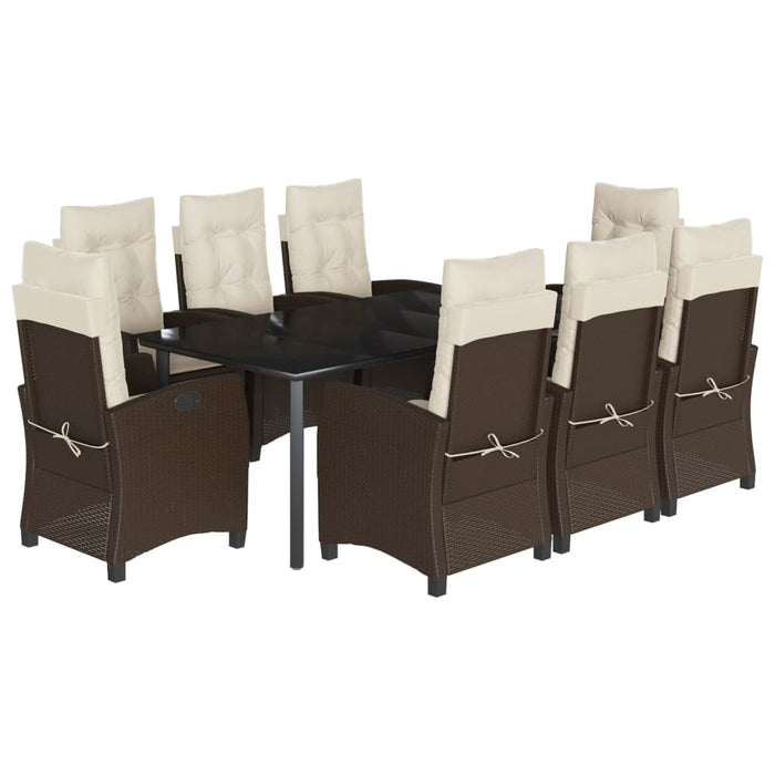 Set mobilier de grădină cu perne, 9 piese, maro, poliratan - WALTI WALTI
