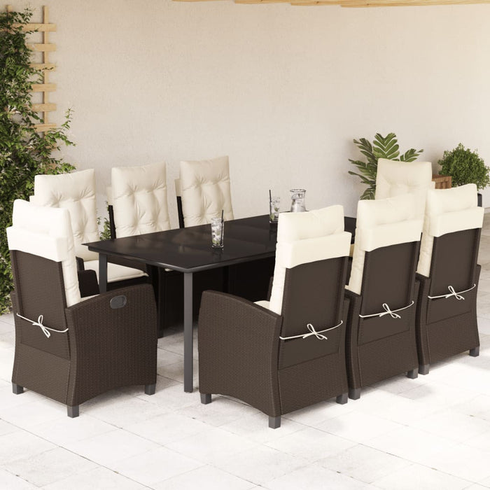 Set mobilier de grădină cu perne, 9 piese, maro, poliratan - WALTI WALTI