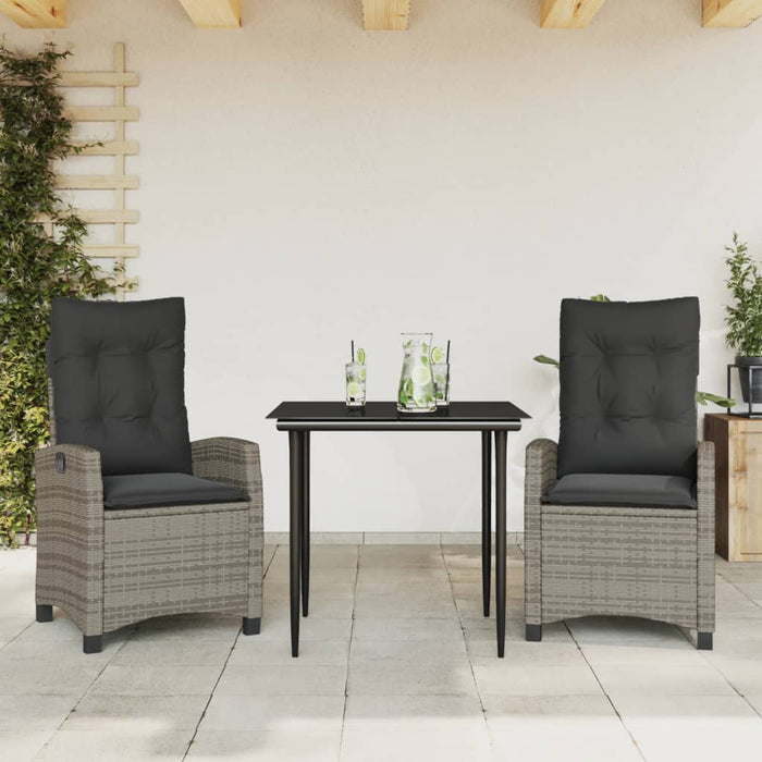 Set mobilier de grădină cu perne, 3 piese, gri, poliratan - WALTI WALTI