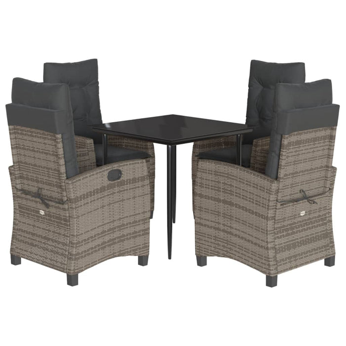 Set mobilier de grădină cu perne, 5 piese, gri, poliratan WALTI
