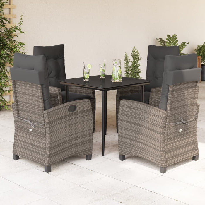 Set mobilier de grădină cu perne, 5 piese, gri, poliratan WALTI