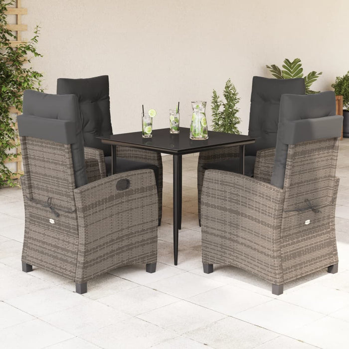 Set mobilier de grădină cu perne, 5 piese, gri, poliratan - WALTI WALTI