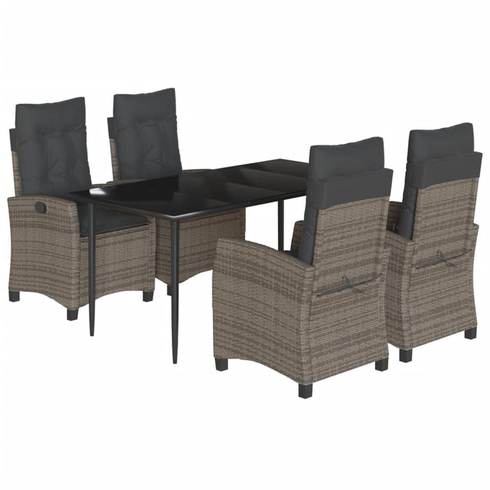Set mobilier de grădină cu perne, 5 piese, gri, poliratan WALTI