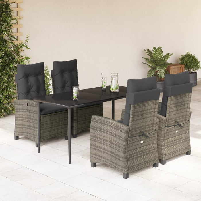 Set mobilier de grădină cu perne, 5 piese, gri, poliratan WALTI