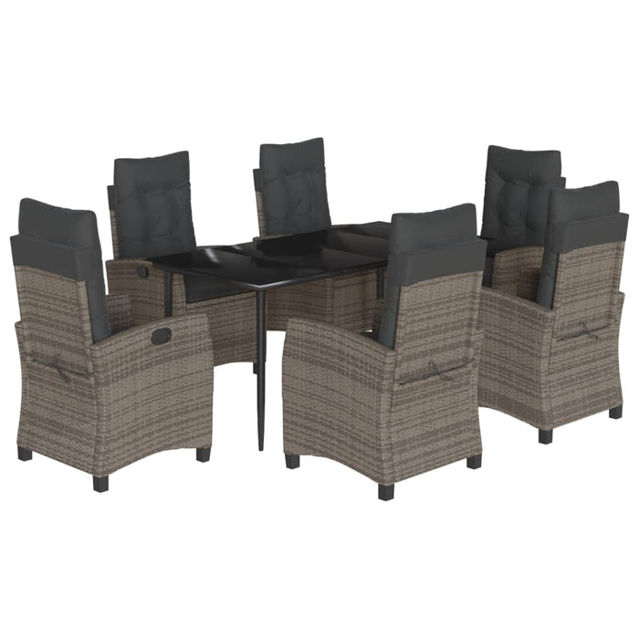 Set mobilier de grădină cu perne, 7 piese, gri, poliratan WALTI