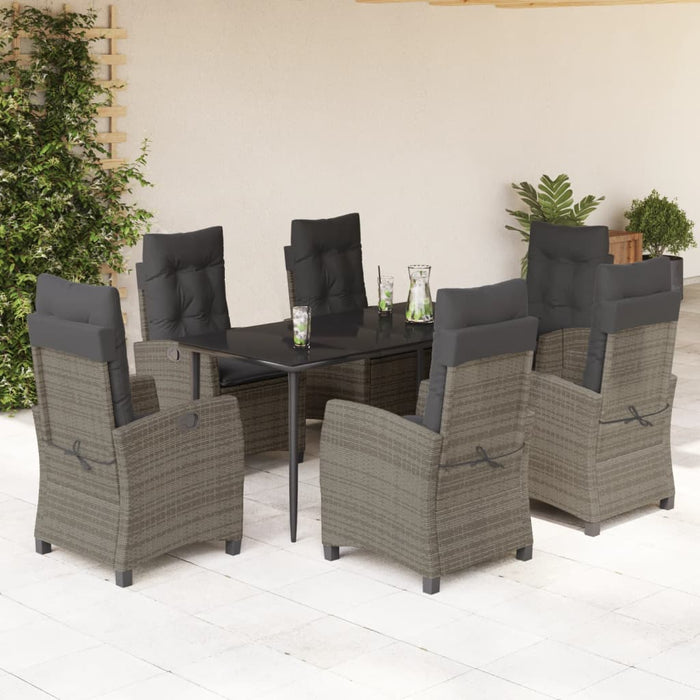Set mobilier de grădină cu perne, 7 piese, gri, poliratan WALTI